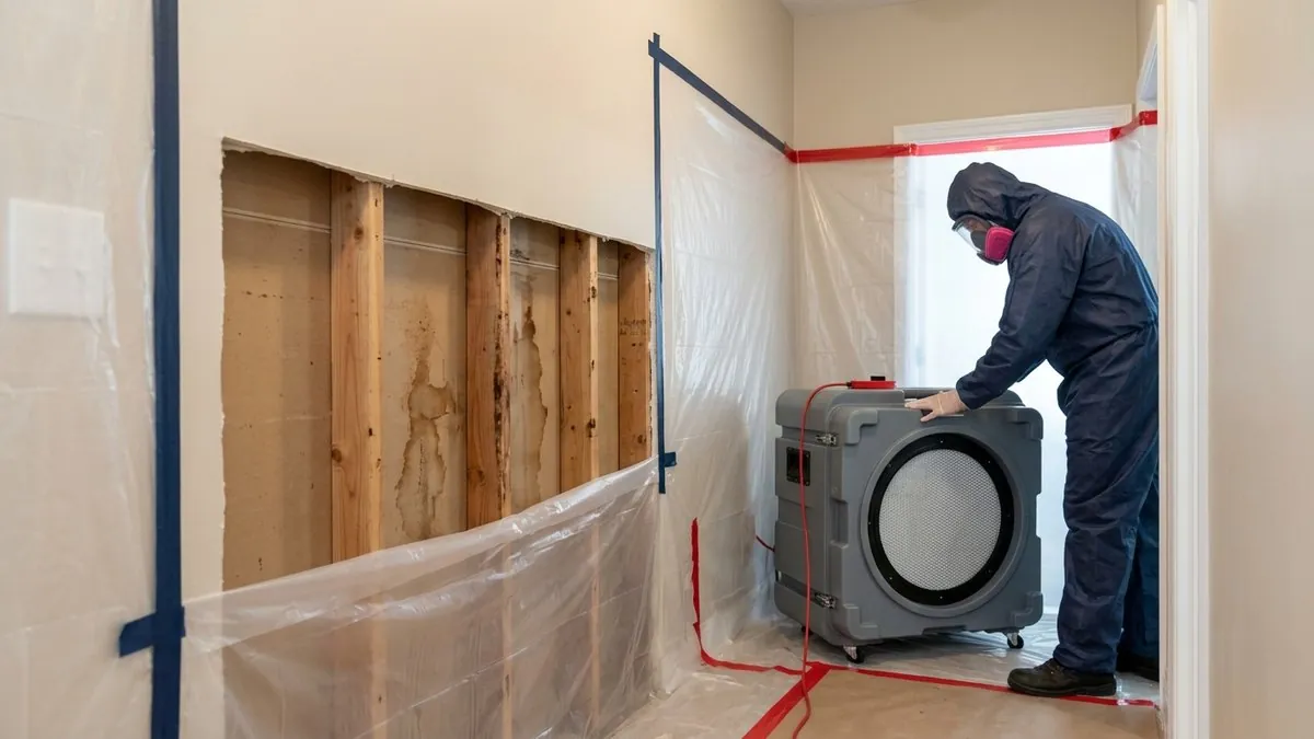 Air scrubber running inside a contained work area
